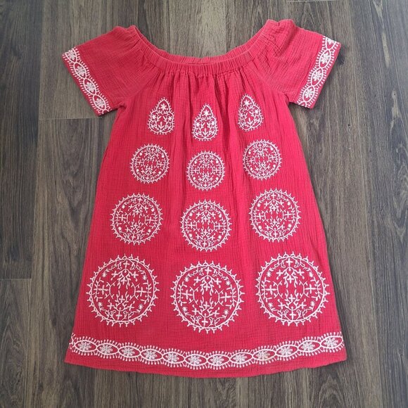 💙 Skies Are Blue Embroiderd Waffle Texture 100% Cotton Size S Boho Cottage Dres - Picture 10 of 10